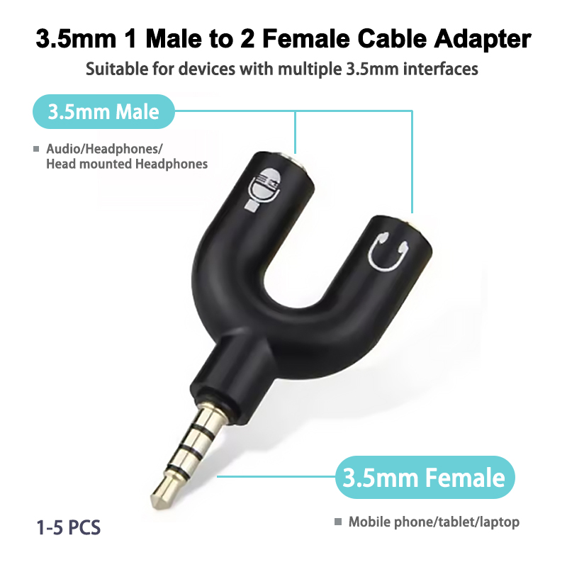 Earphone Splitter Jack - Adaptateur de microphone séparateur de casque